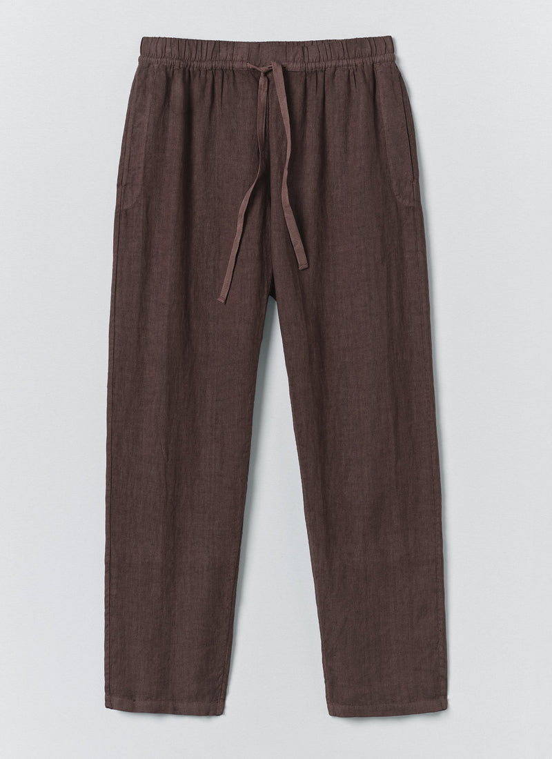 Alfie Garment Dyed Linen Trousers | Dark Russet