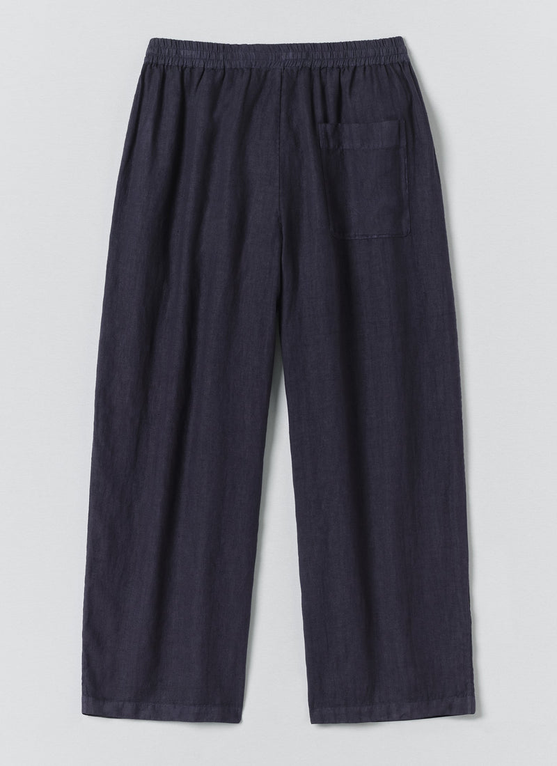 Garment Dyed Linen Drawstring Trousers | Blueberry