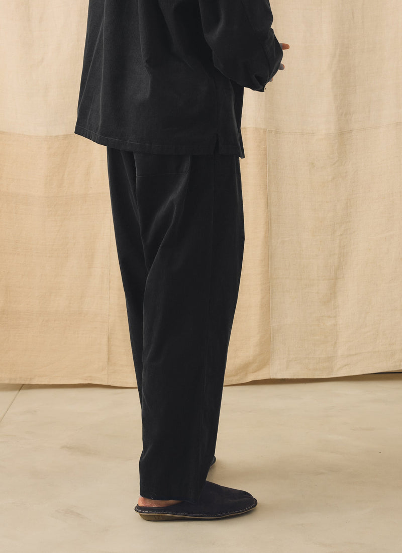 Cord Pleated Trousers | Charcoal