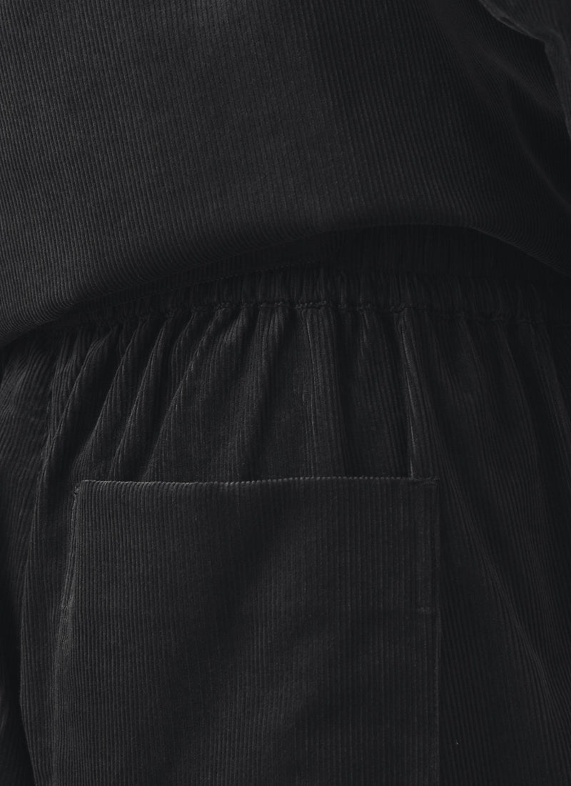 Cord Pleated Trousers | Charcoal
