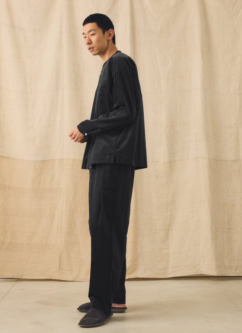 Cord Pleated Trousers | Charcoal