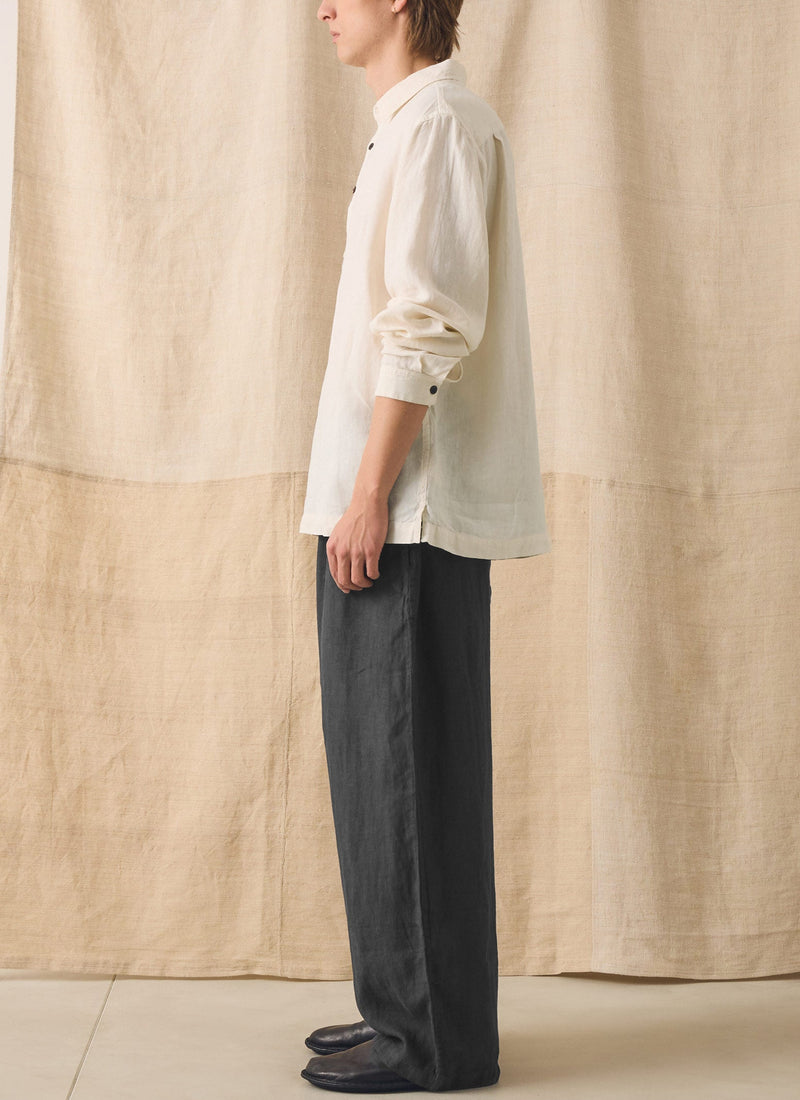 Half Placket Linen Shirt | Parchment