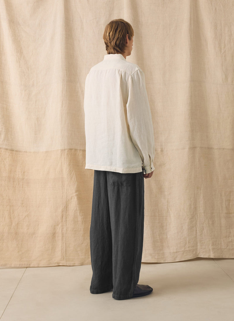 Half Placket Linen Shirt | Parchment
