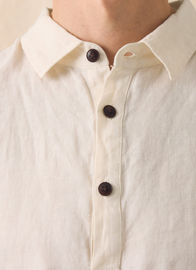 Half Placket Linen Shirt | Parchment