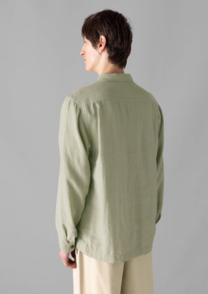 Half Placket Linen Shirt | Pebble