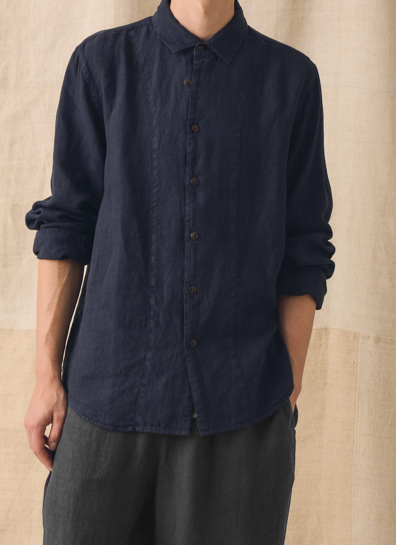 Loop Button Linen Shirt | Slate