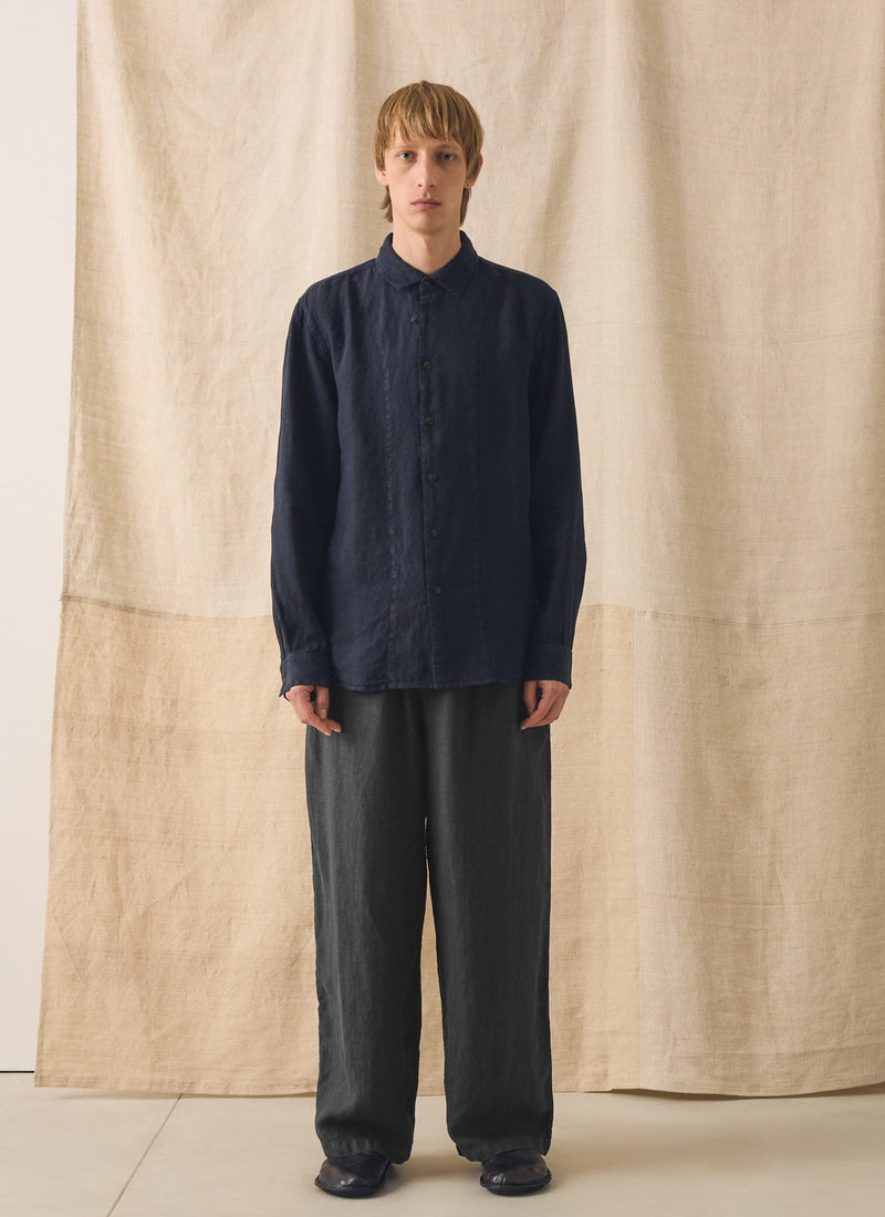 Loop Button Linen Shirt | Slate