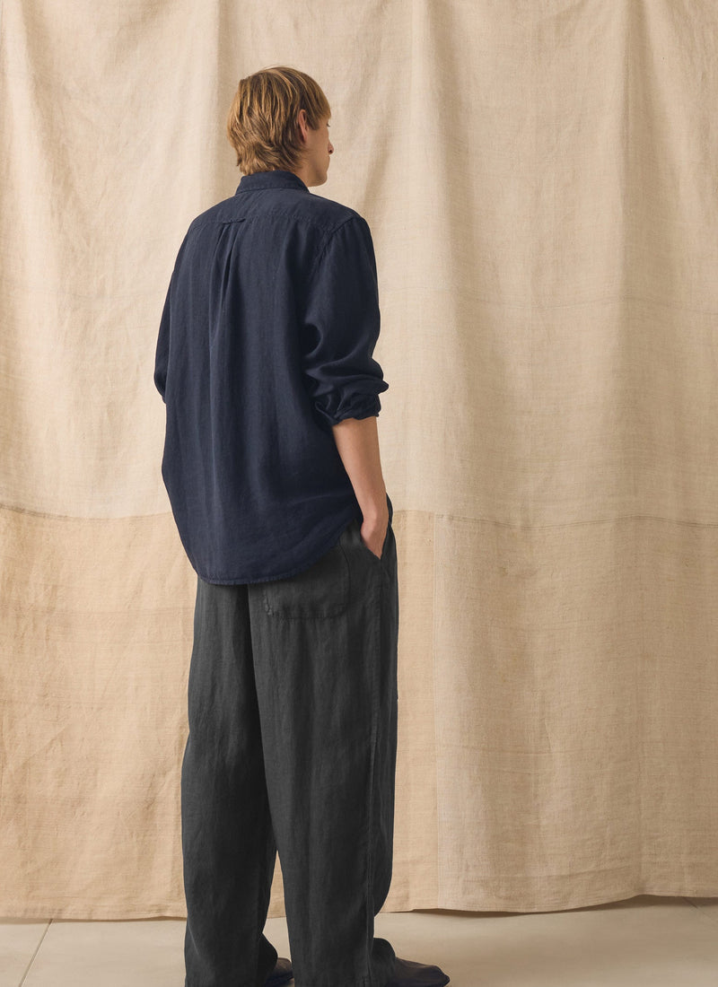Loop Button Linen Shirt | Slate