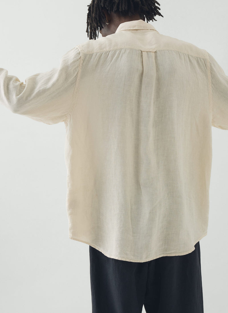 Loop Button Linen Shirt | Parchment