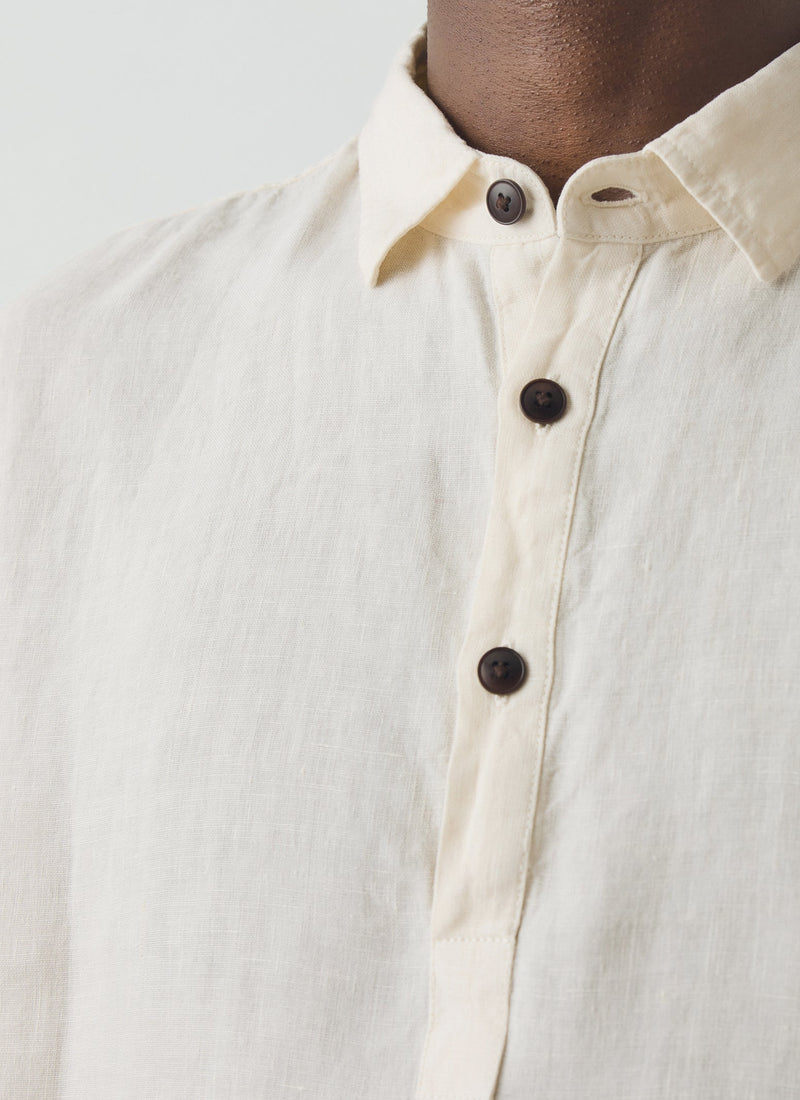 Loop Button Linen Shirt | Parchment