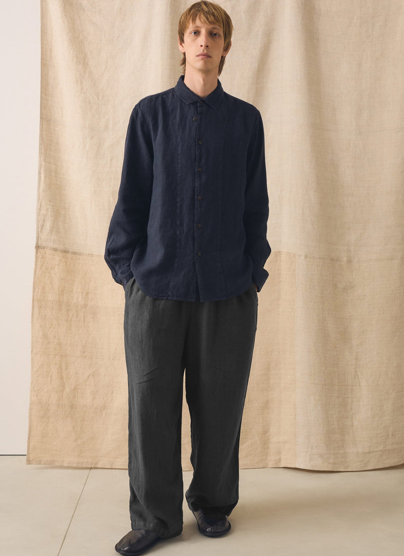 Loop Button Linen Shirt | Slate