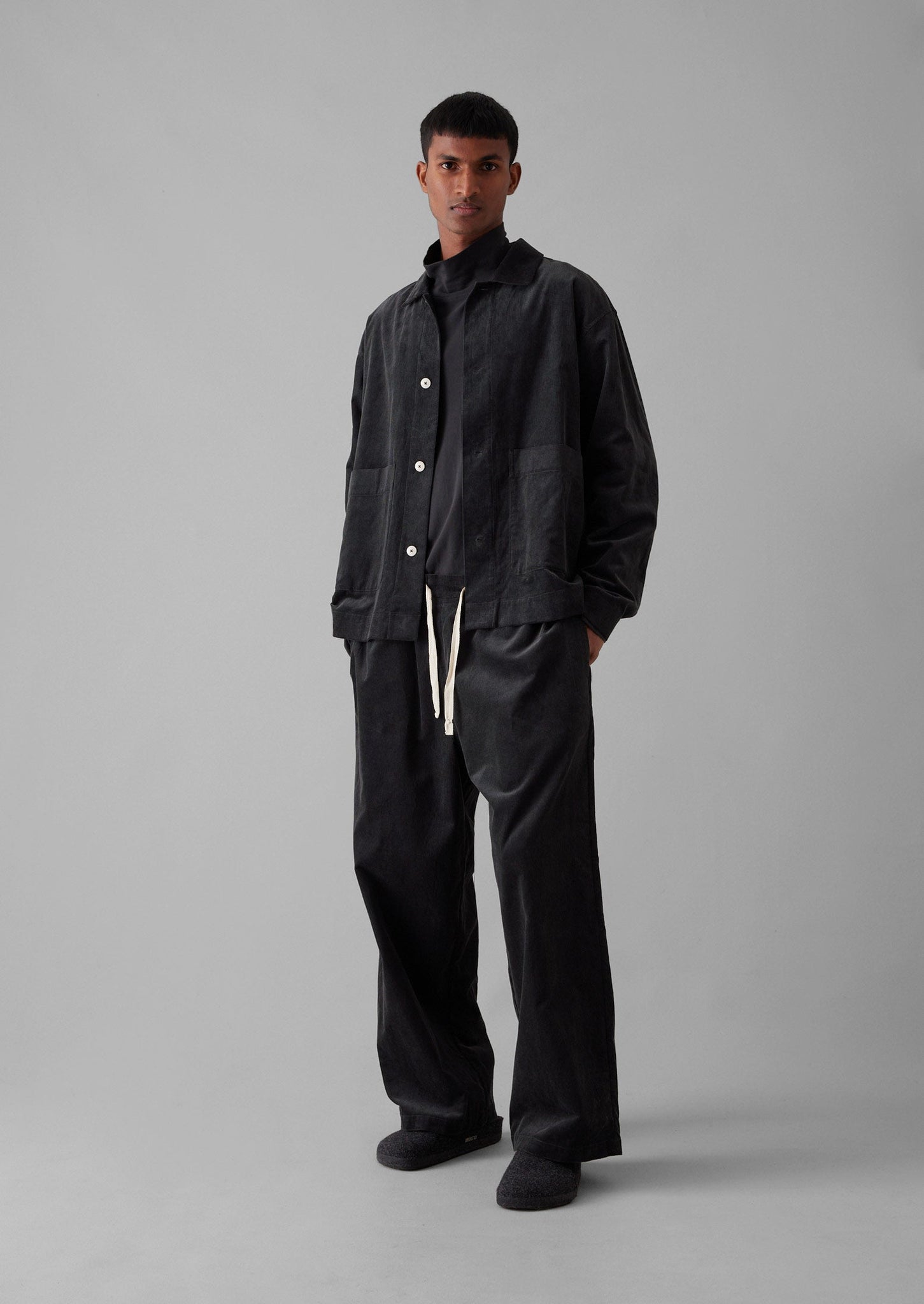 Soft Organic Cord Relaxed Shirt | Charcoal