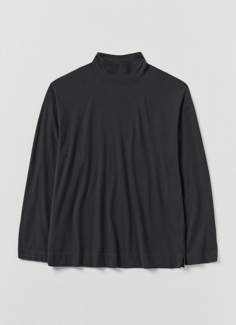 Brushed Cotton High Neck Lounge Top | Soft Charcoal