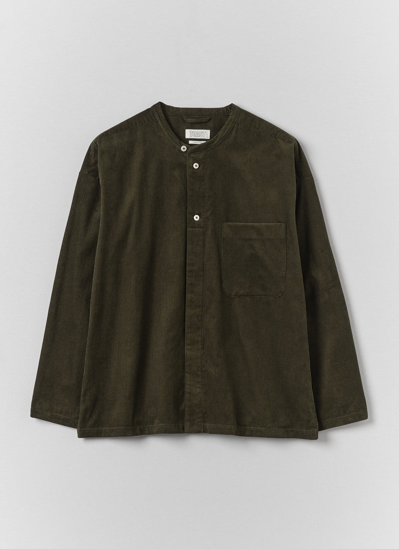 Cord Grandad Collar Shirt | Tent Green
