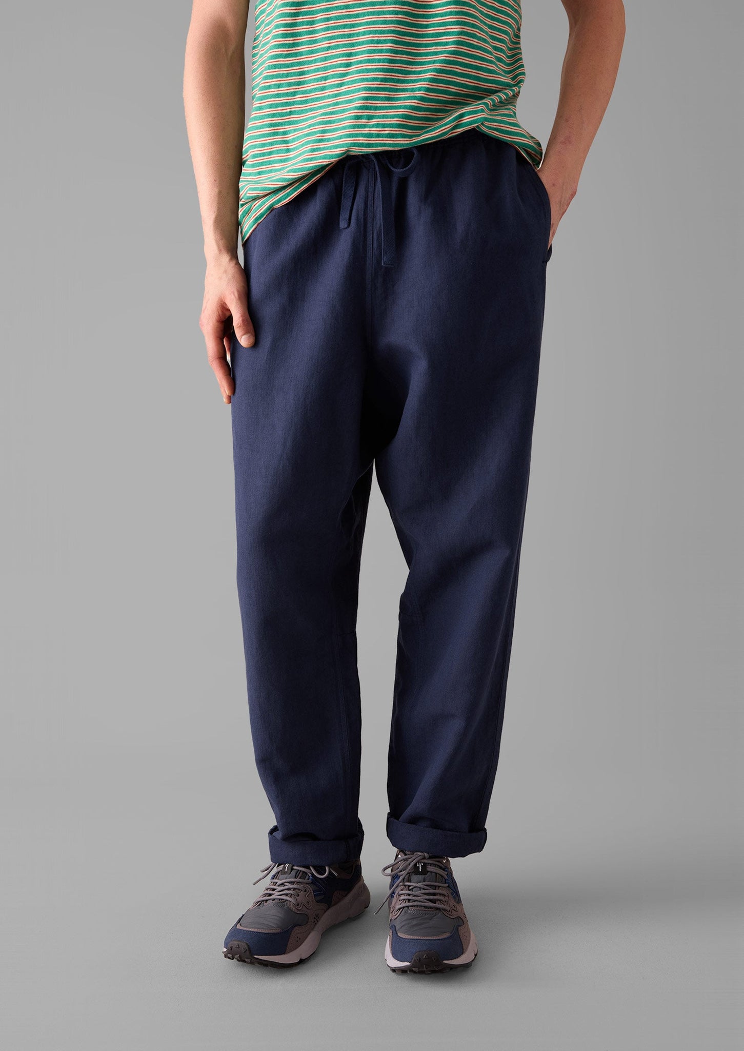 Alfie Garment Dyed Herringbone Trousers | Dark Indigo