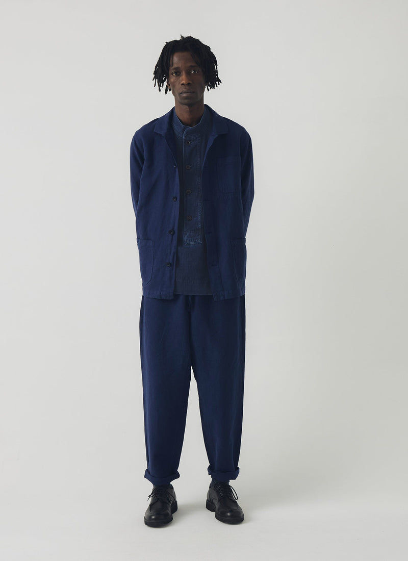 Alfie Garment Dyed Herringbone Trousers | Dark Indigo