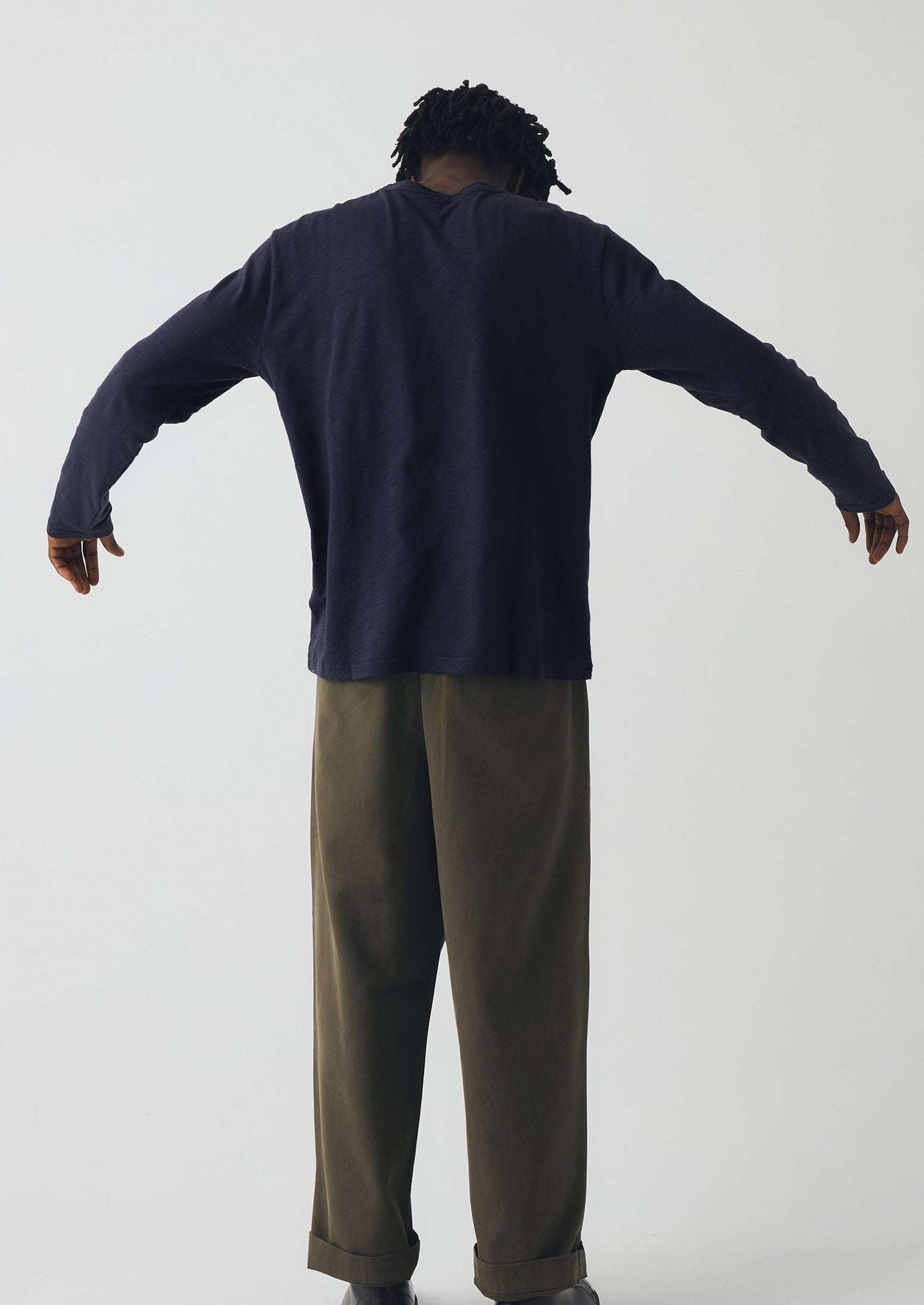 Bill Cotton Canvas Wide Leg Trousers | Dark Olive