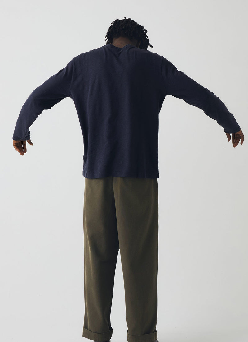 Bill Cotton Canvas Wide Leg Trousers | Dark Olive