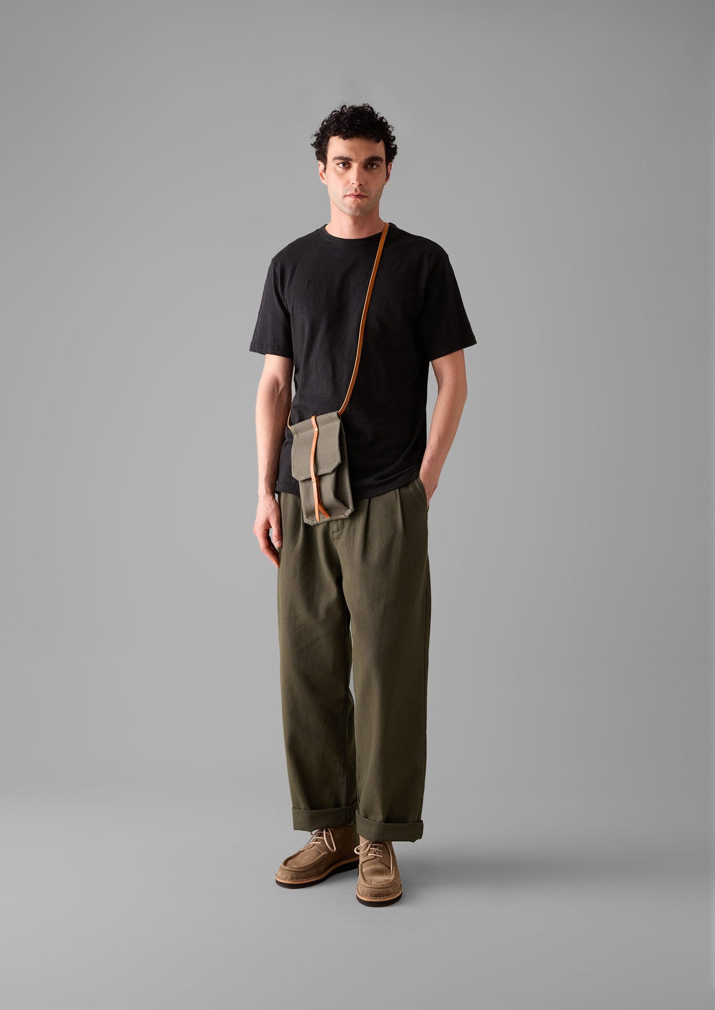 Bill Cotton Wide Leg Trousers | Dark Olive