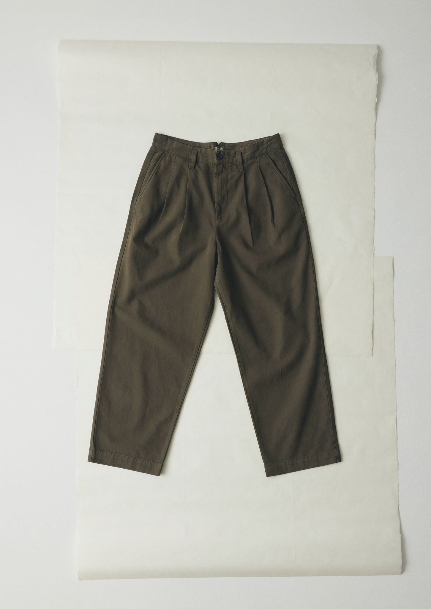Bill Cotton Canvas Wide Leg Trousers | Dark Olive