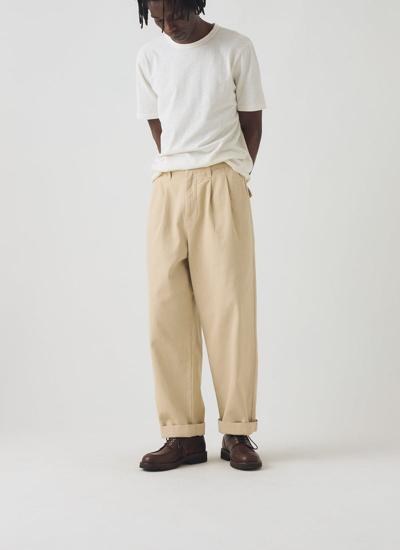 Bill Cotton Canvas Wide Leg Trousers | Stone