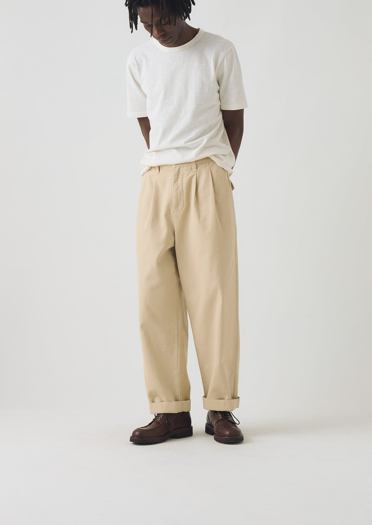 Bill Cotton Canvas Wide Leg Trousers | Stone
