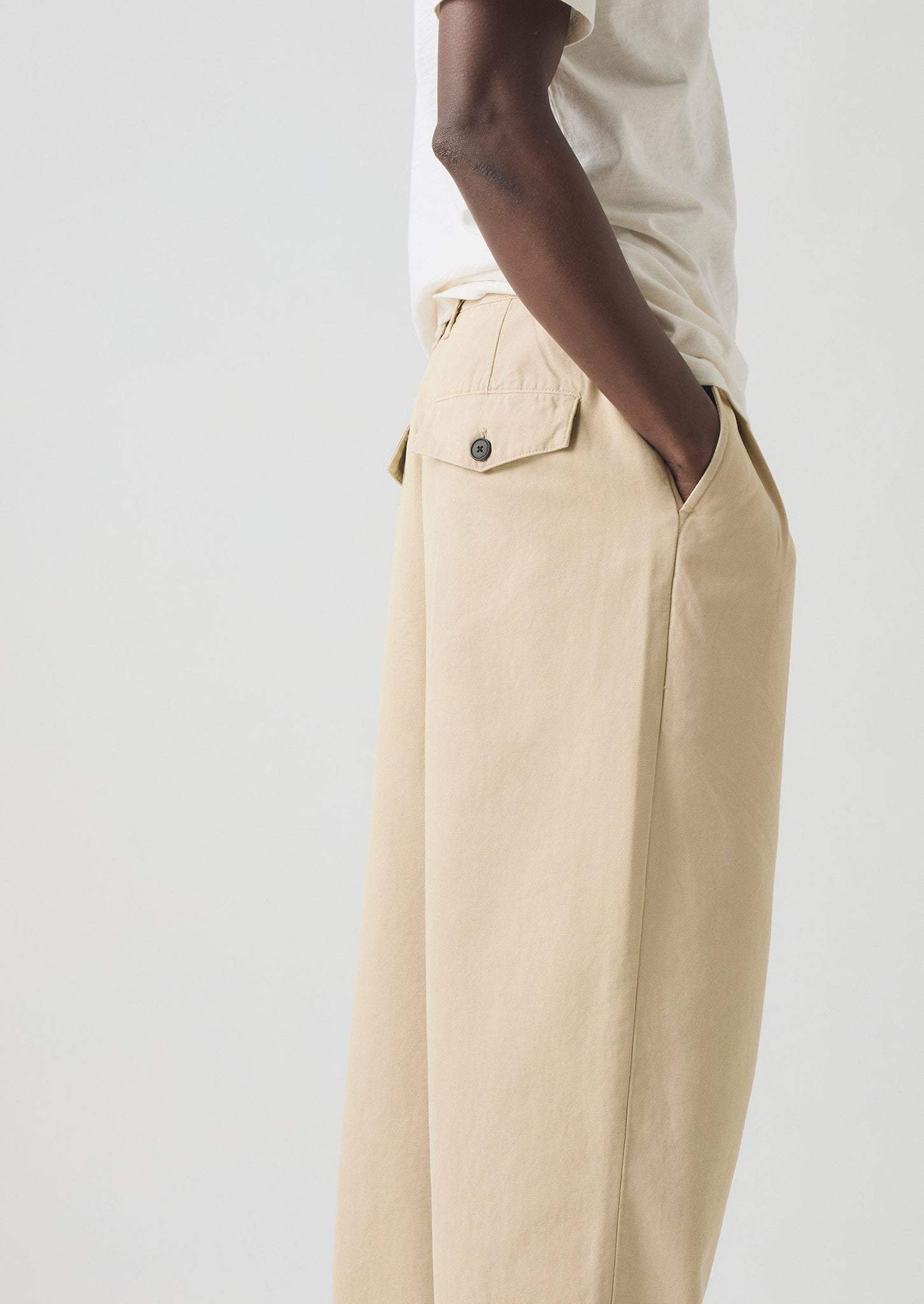 Bill Cotton Canvas Wide Leg Trousers | Stone