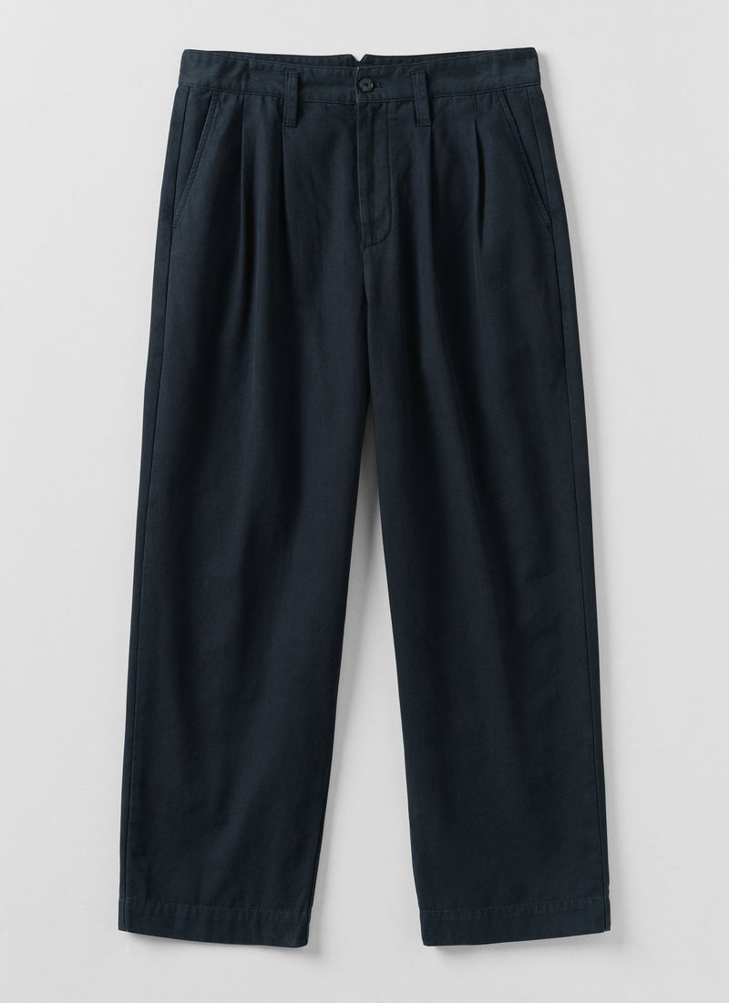 Bill Cotton Canvas Wide Leg Trousers | Dark Navy
