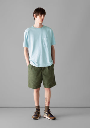 Double Pleat Cotton Linen Shorts | Pine Green