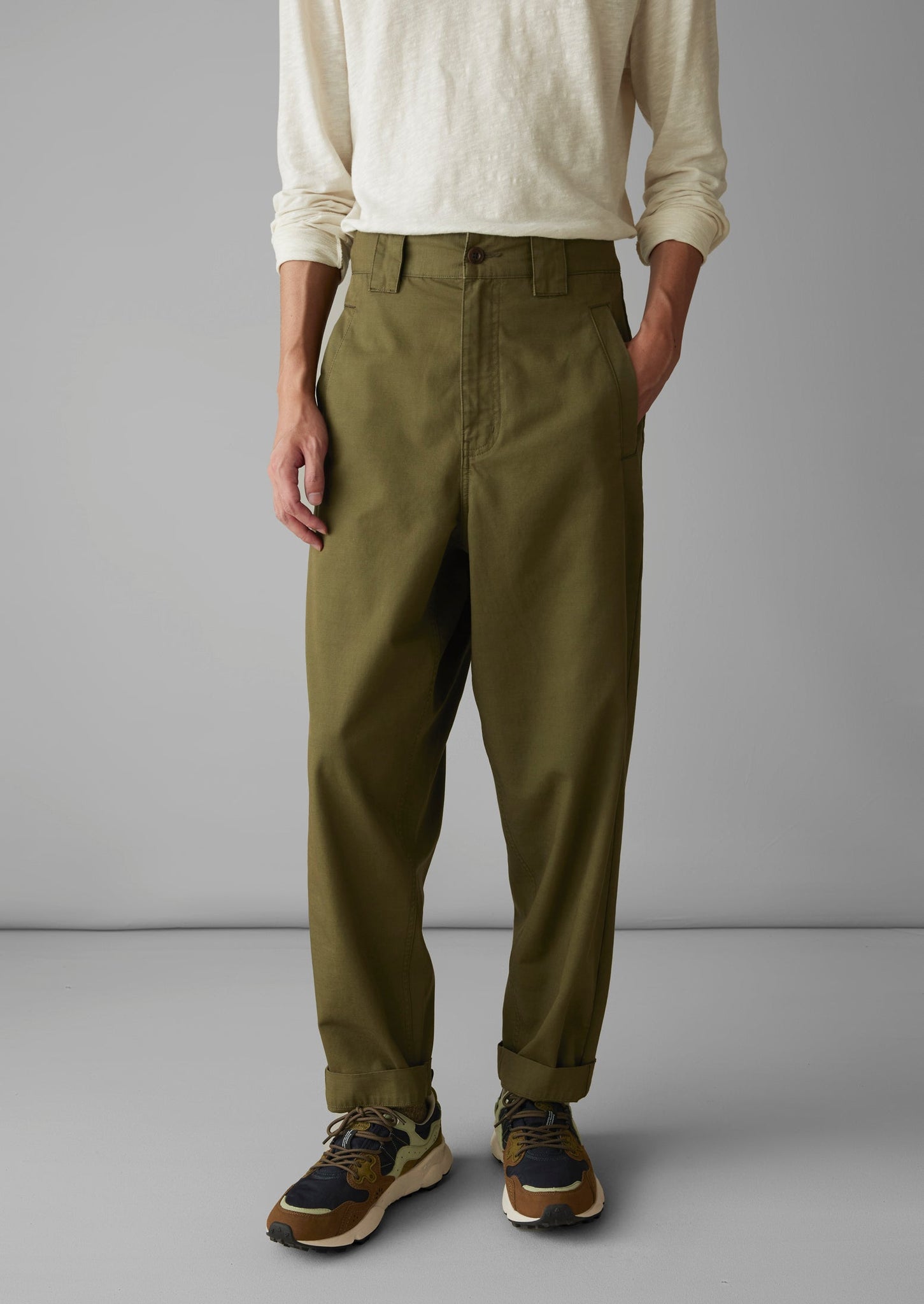 Garment Dyed Organic Cotton Tapered Trousers | Artichoke