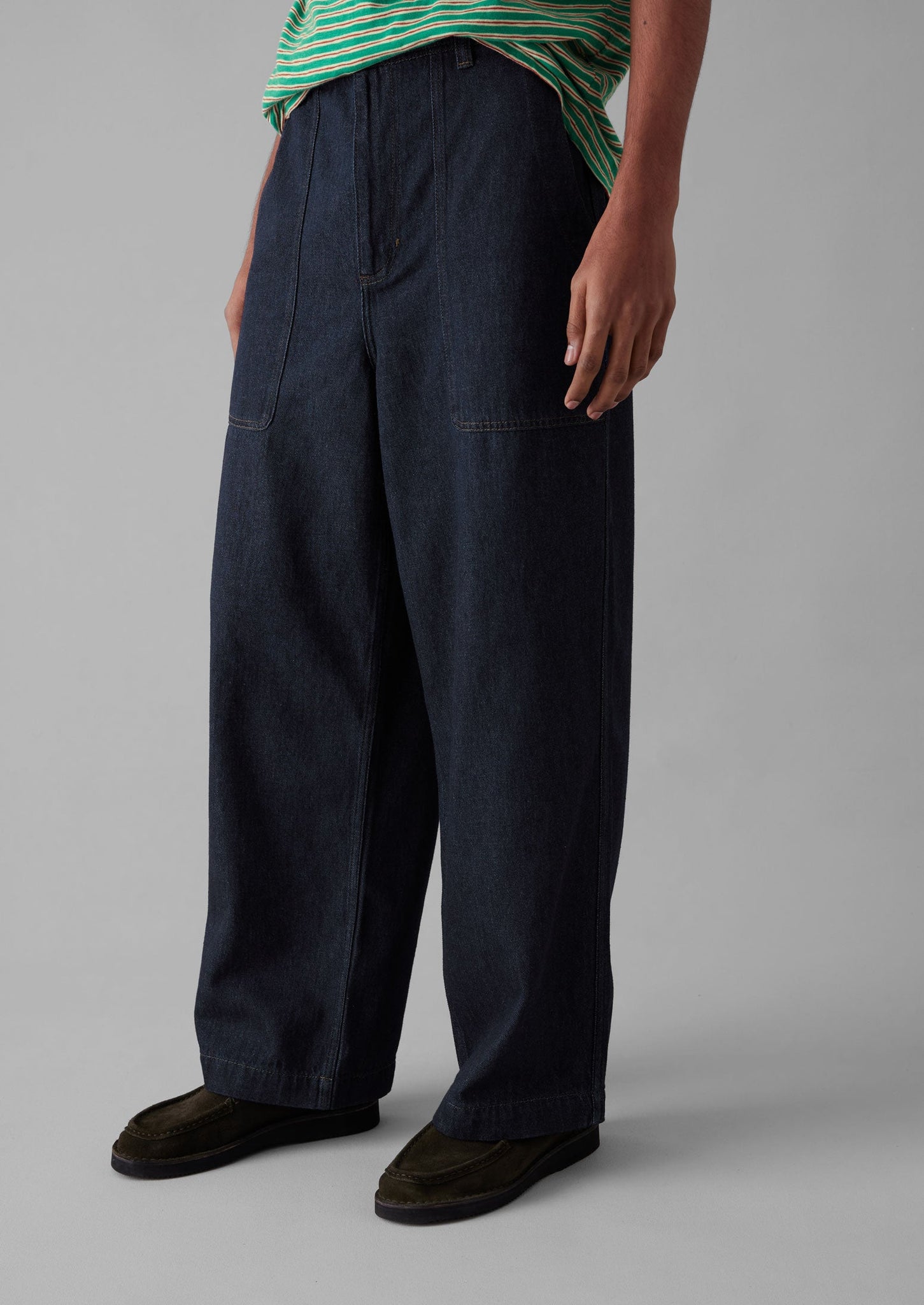 Cotton Hemp Denim Cargo Trousers | Indigo