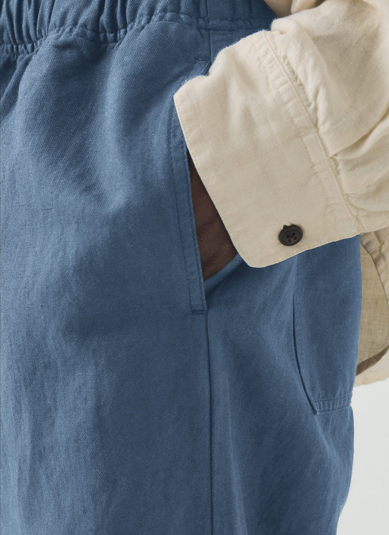 Alfie Garment Dyed Herringbone Trousers | Slate Blue
