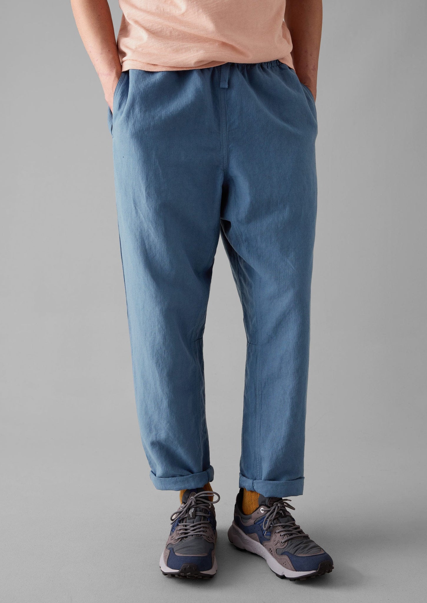 Alfie Garment Dyed Herringbone Trousers | Slate Blue