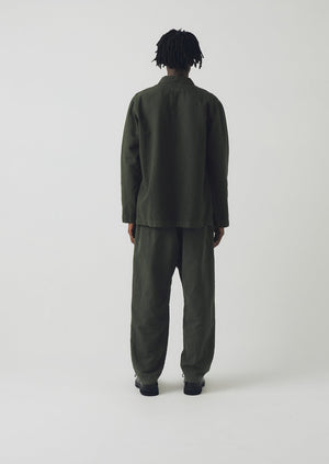 Alfie Garment Dyed Herringbone Trousers | Dark Moss