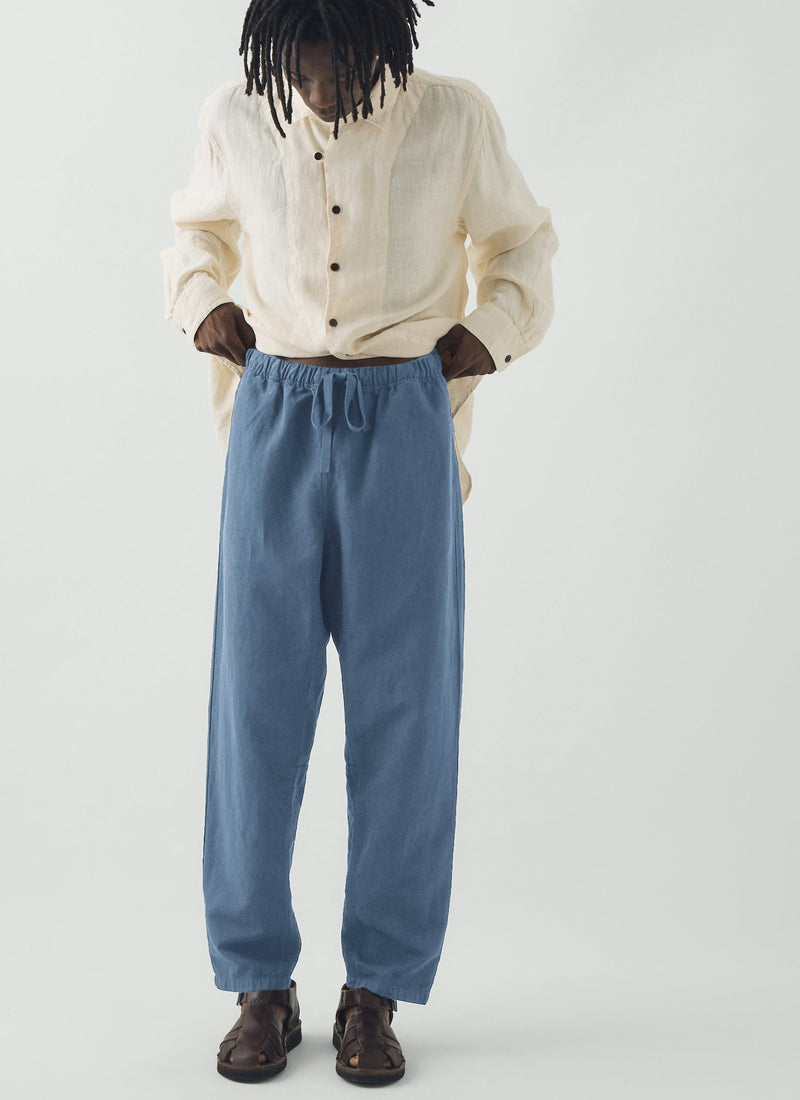 Alfie Garment Dyed Herringbone Trousers | Slate Blue