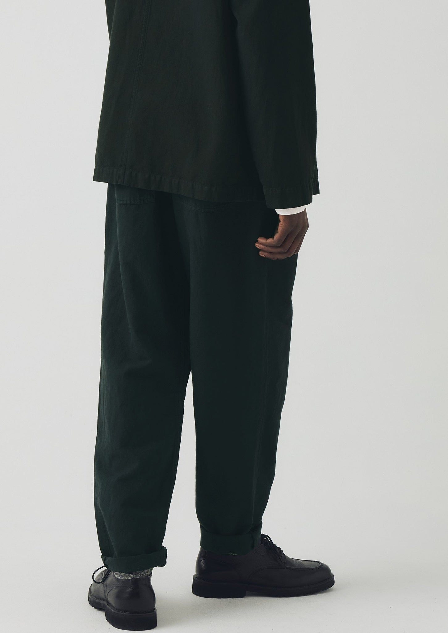 Alfie Garment Dyed Herringbone Trousers | Washed Black