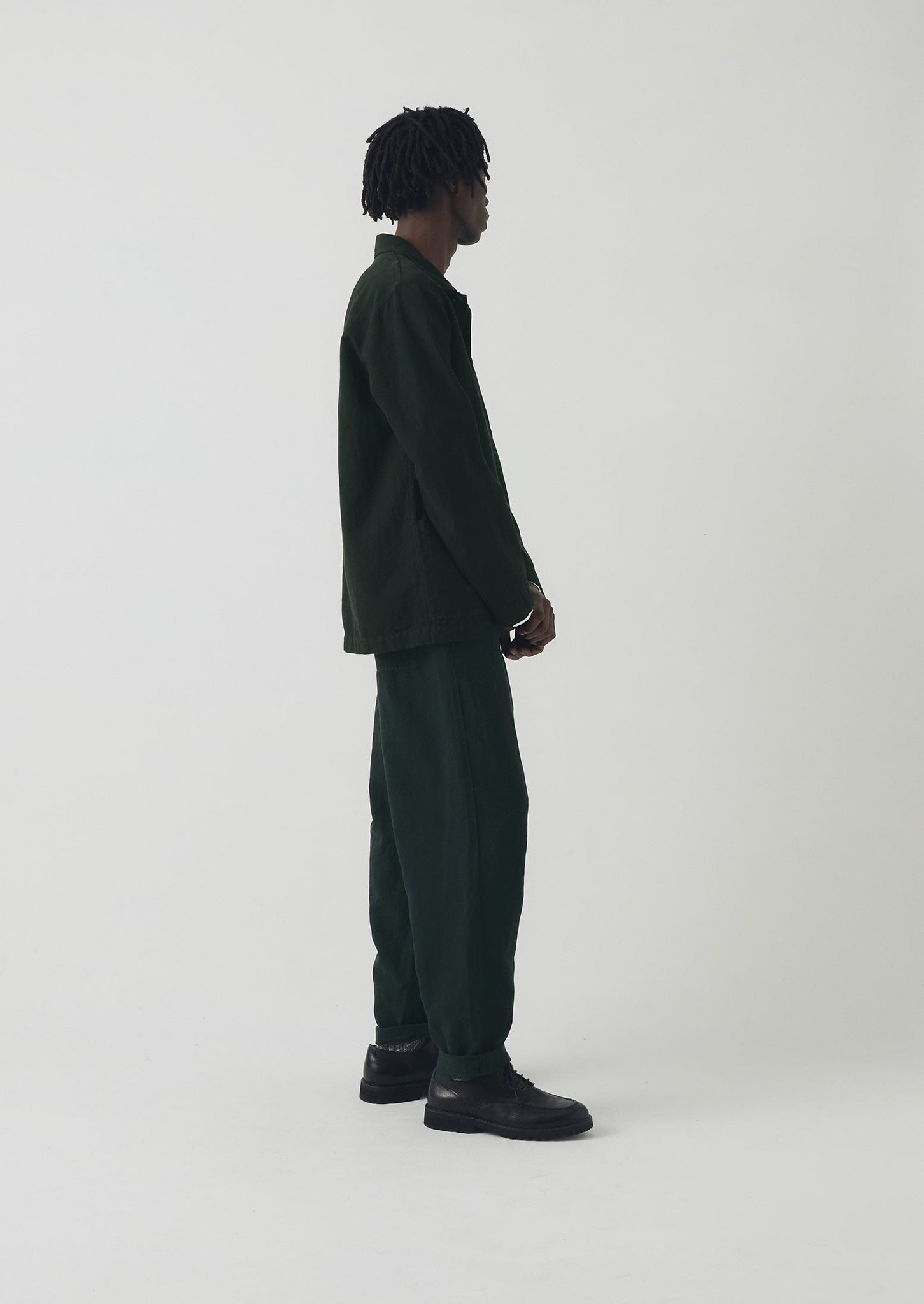 Alfie Garment Dyed Herringbone Trousers | Washed Black