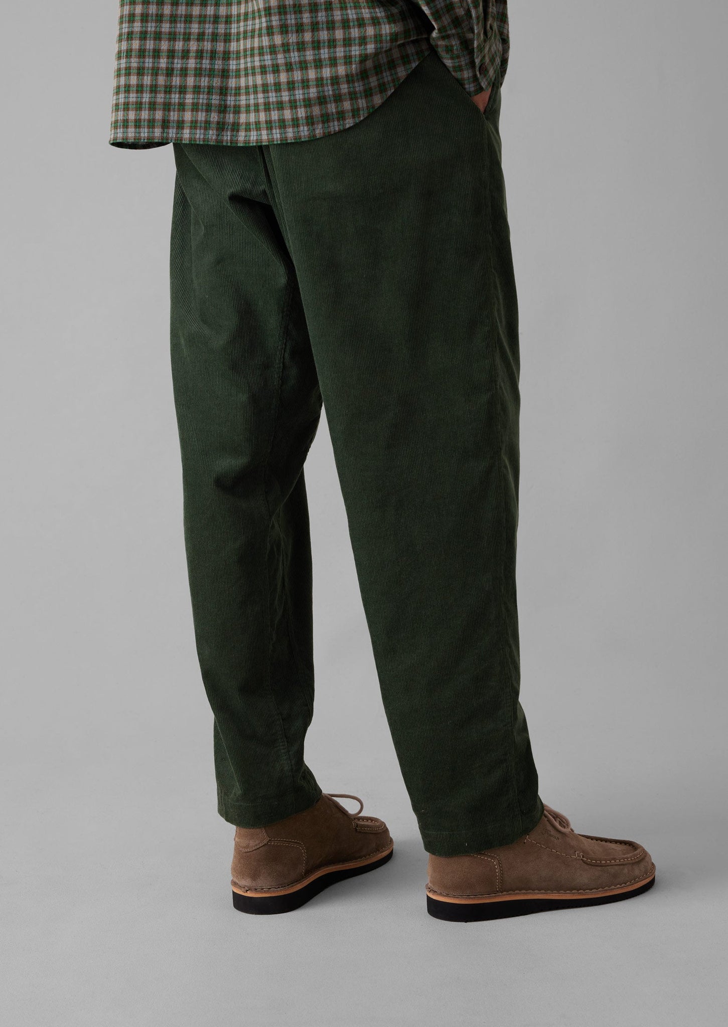 Soft Organic Cord Drawstring Trousers | Dark Mineral Green