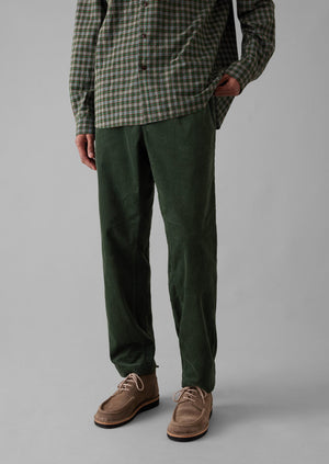 Soft Organic Cord Drawstring Trousers | Dark Mineral Green