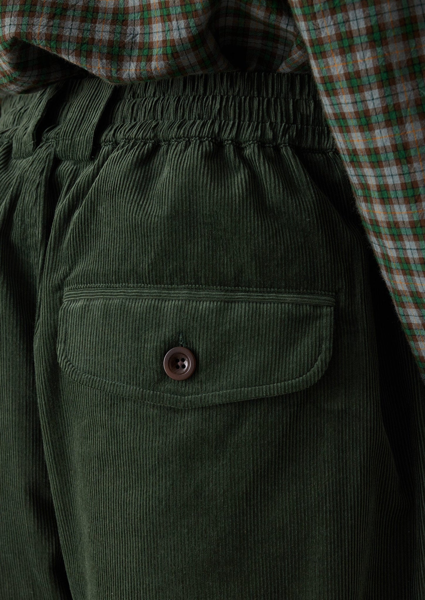 Soft Organic Cord Drawstring Trousers | Dark Mineral Green