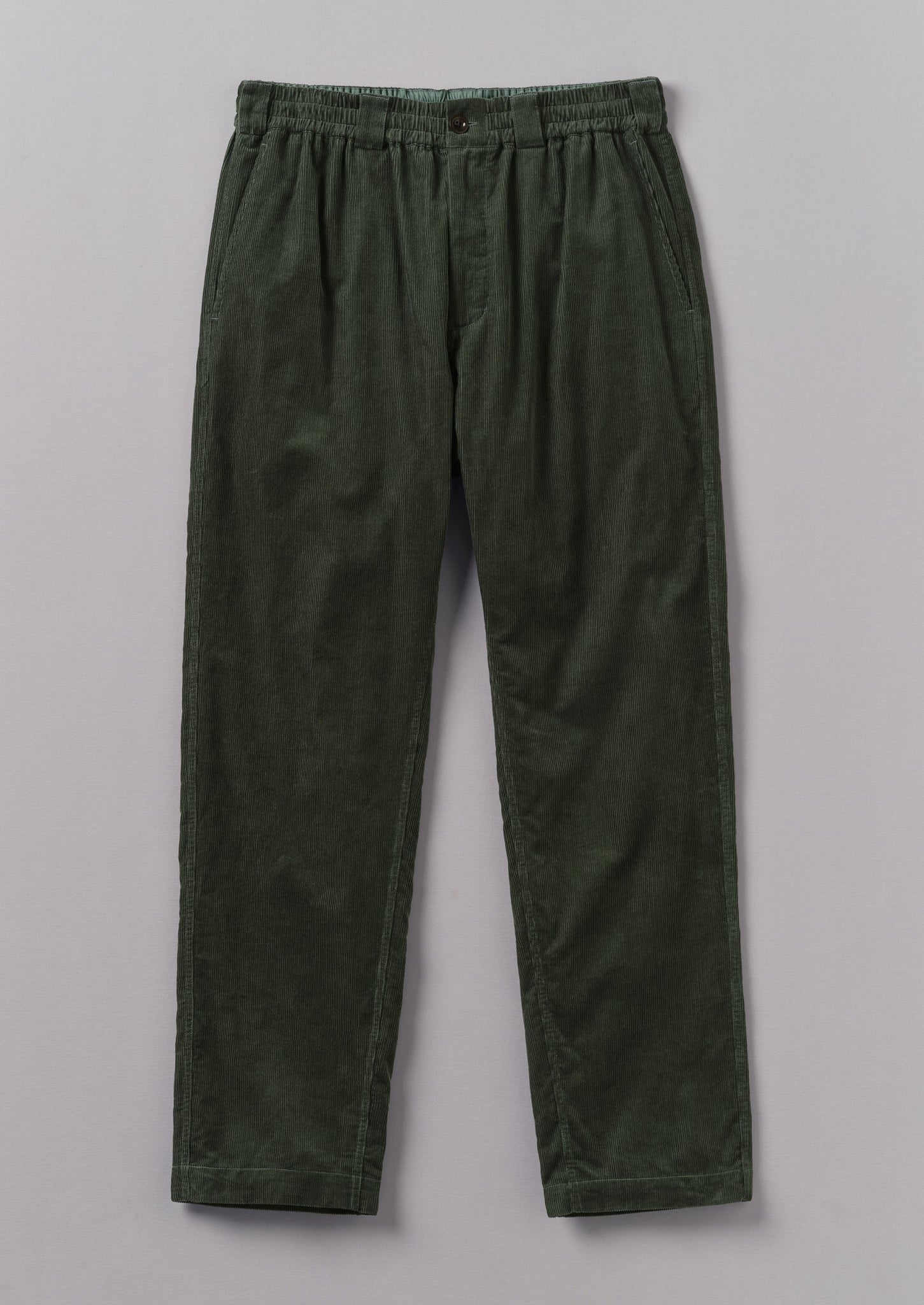 Soft Organic Cord Drawstring Trousers | Dark Mineral Green