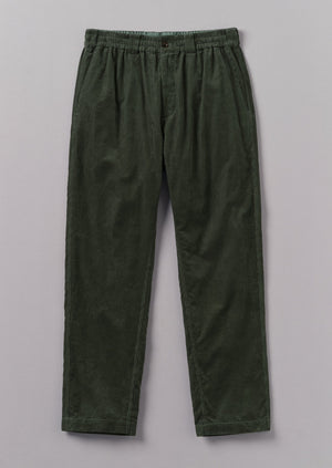 Soft Organic Cord Drawstring Trousers | Dark Mineral Green