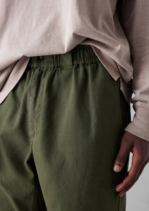 Canvas Cotton Drawstring Trousers | Olive