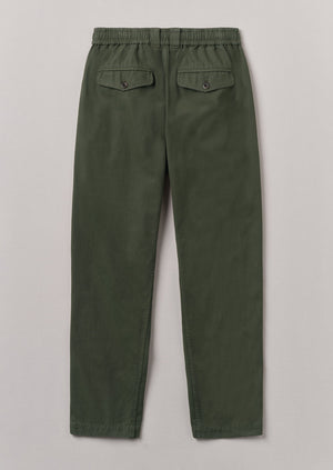 Canvas Cotton Drawstring Trousers | Olive