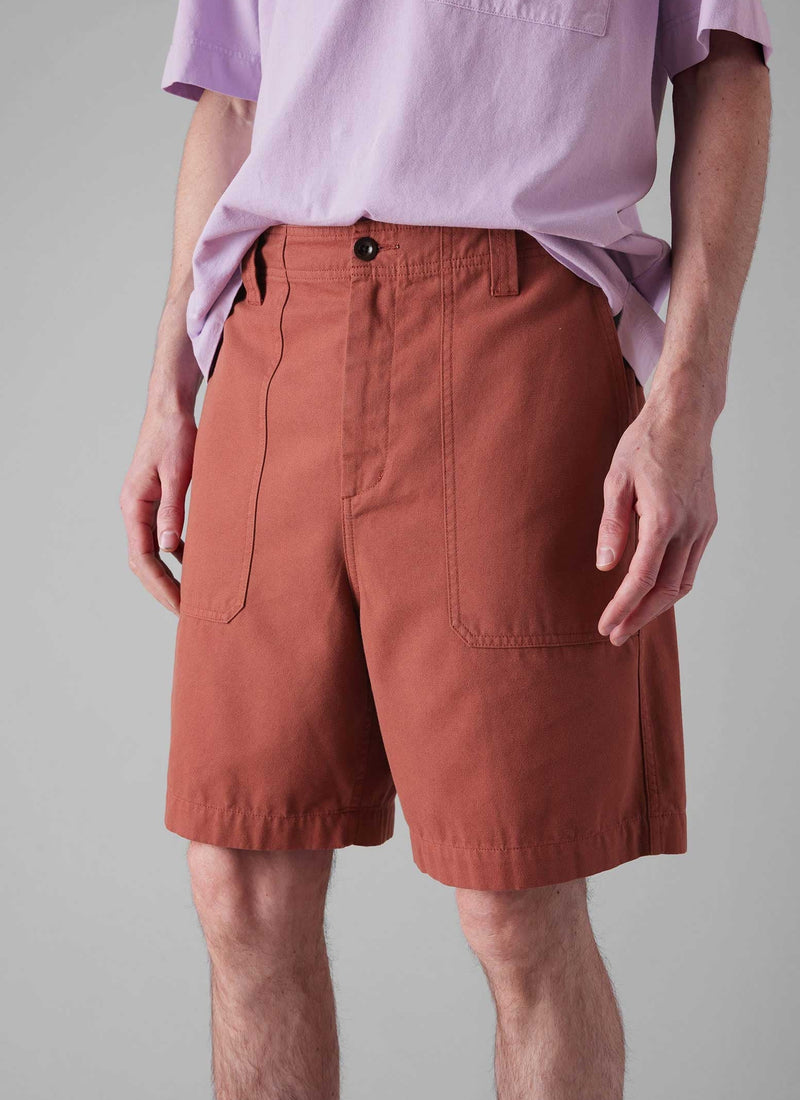 Cotton Canvas Shorts | Terracotta