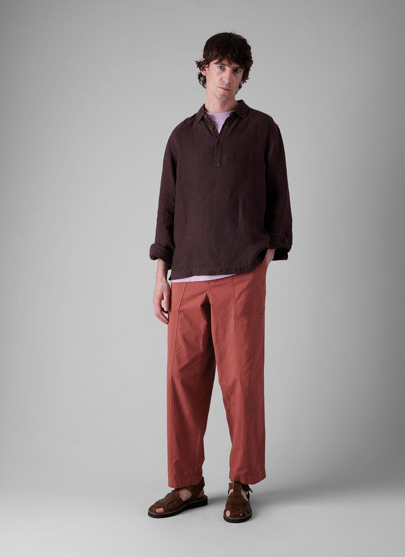 Cotton Linen Workwear Trousers | Red Brick