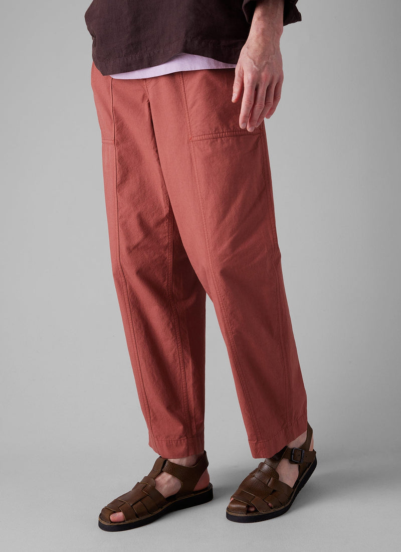 Cotton Linen Workwear Trousers | Red Brick