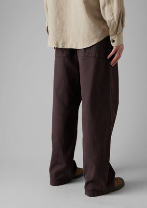 Cotton Canvas Wide Leg Trousers | Cocoa Bean