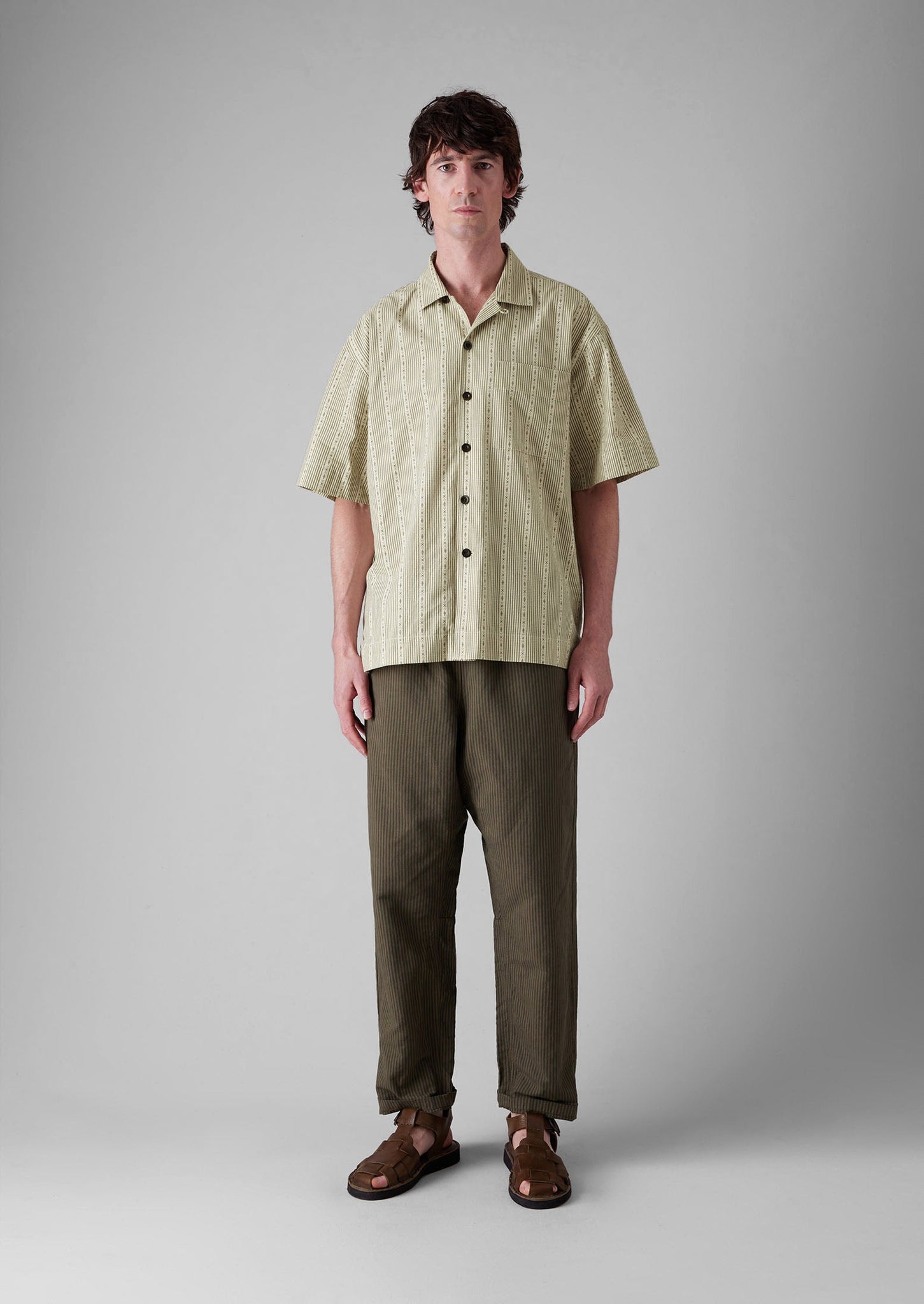 Alfie Overdyed Stripe Trousers | Fawn