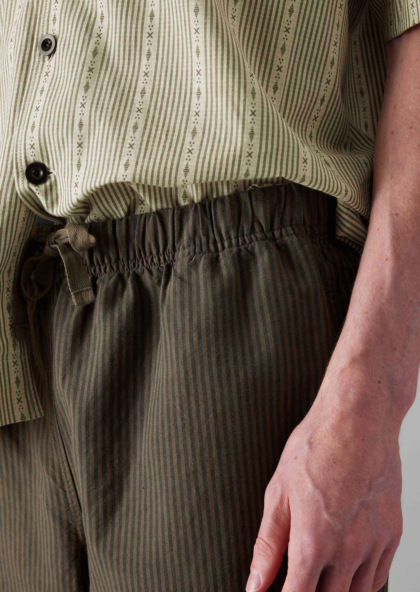 Alfie Overdyed Stripe Trousers | Fawn